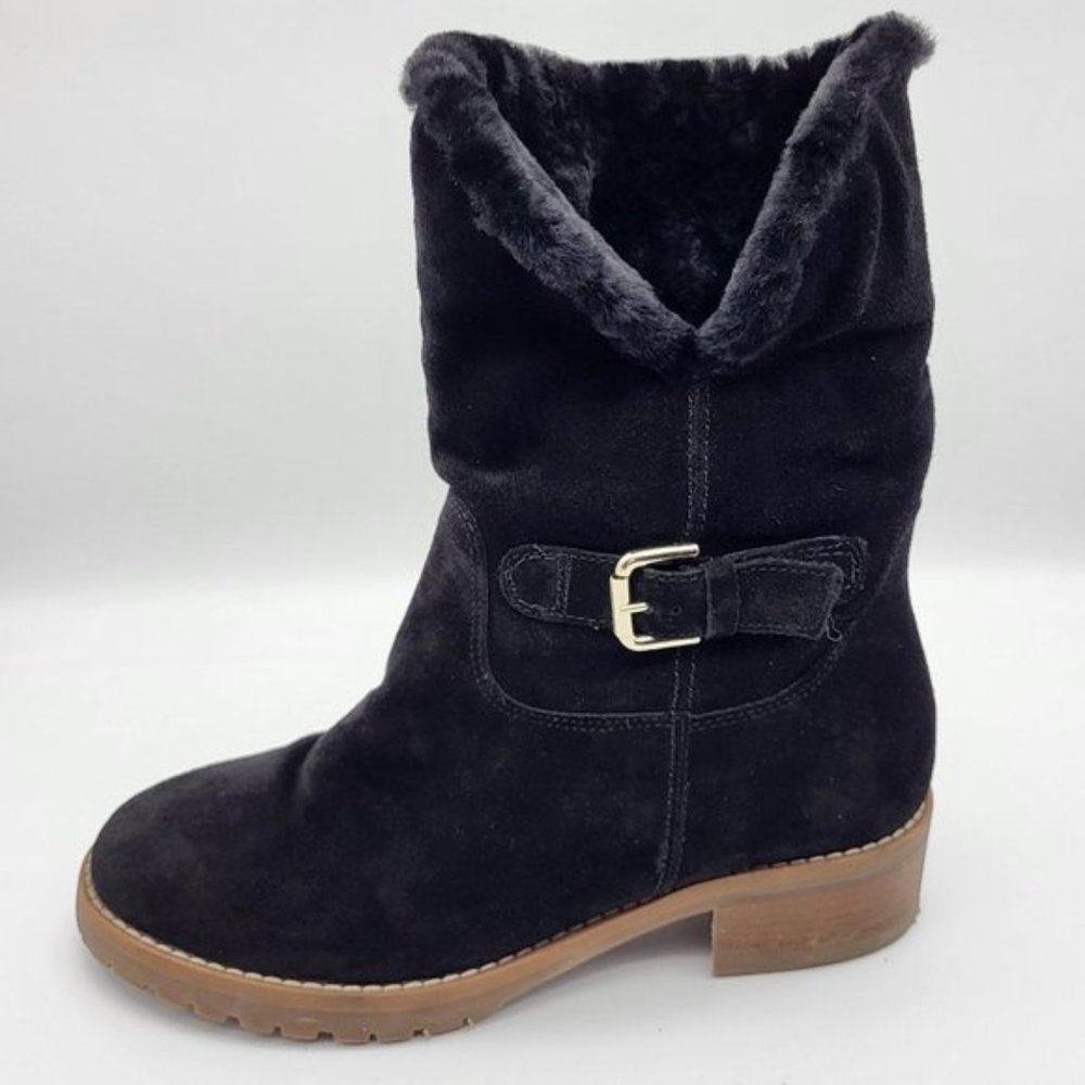 Boden Black Suede Plush Lined Ankle Booties, US Size 7, EUC - Picture 2 of 16